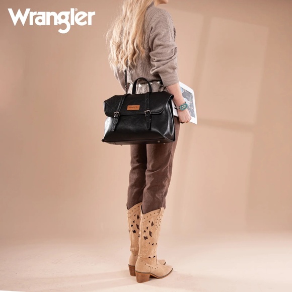 Wrangler Top Handle Carry Satchel/Laptop Bag/Backpack/Crossbody Black